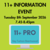 11+ Info Event 8th September 2026 7.45pm – 8.45pm